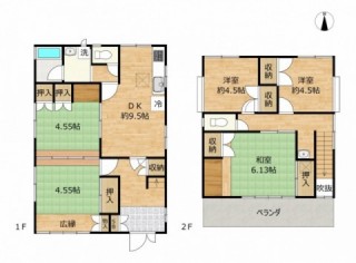 ４LDK　１階和室４．５５帖２間＋広縁☆