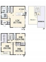 LDK1７.５帖　２階も６．５帖×２間＋４．５帖＋WIC☆