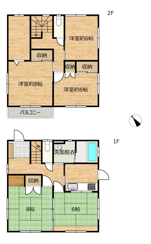 5SK　和室８帖・６帖　２階３部屋洋間に収納☆